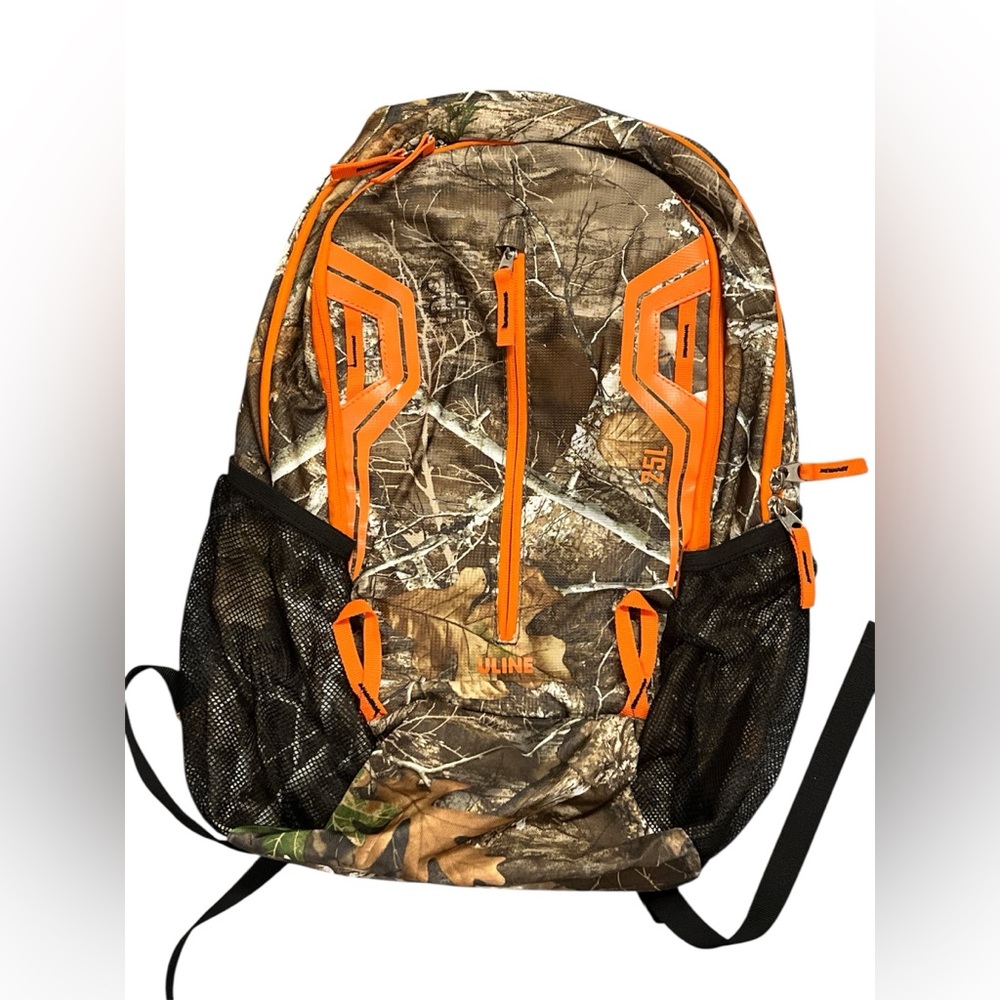 Camo 25L Backpack with Orange Accents school bag